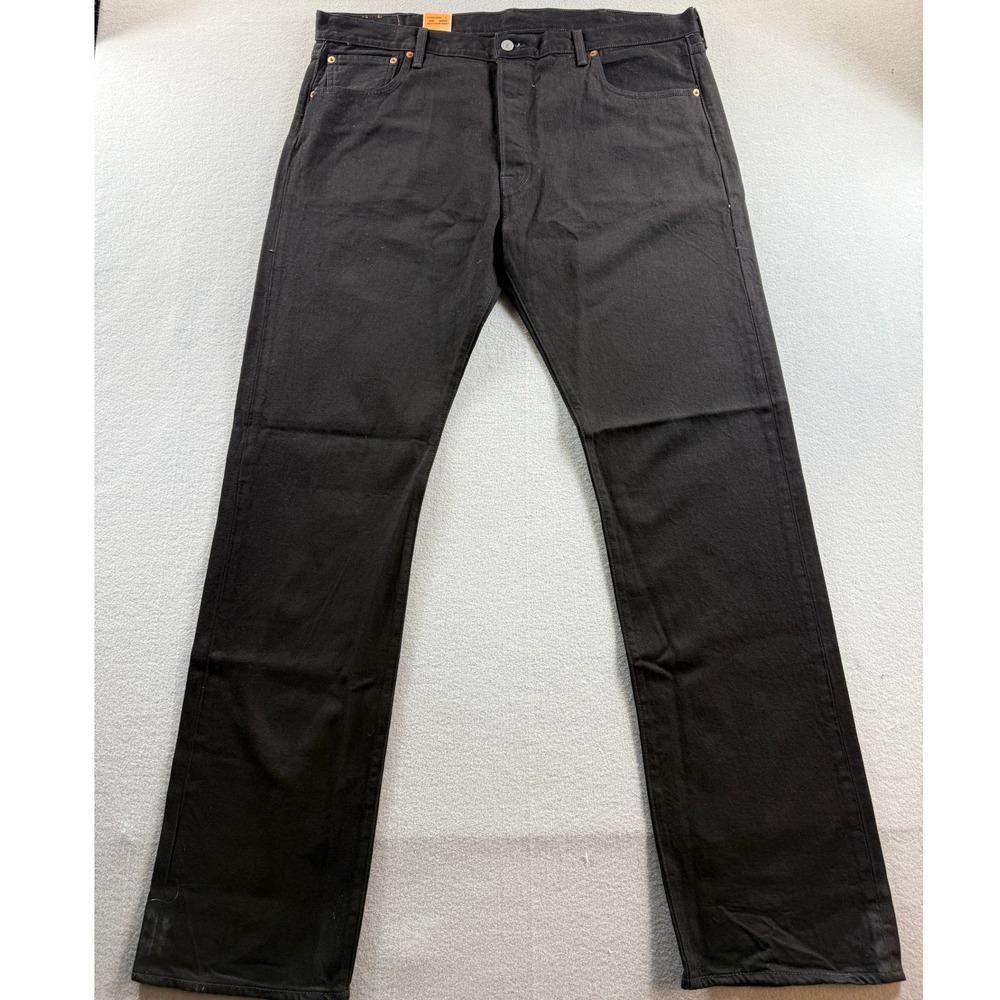 Levi's 501 Original Fit Jeans Men 42x36 Black Button Fly Straight Leg Denim New